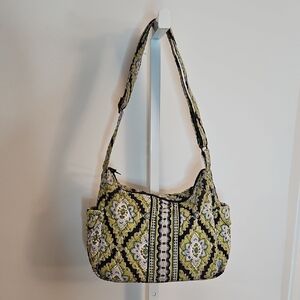 Vera Bradley Quilted Shoulder Bag Floral Medallion Green Black Blue